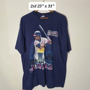 Vtg 90s David Justice Atlanta Braves Salem Sports Blue Mens 2XL T-Shirt Made/USA